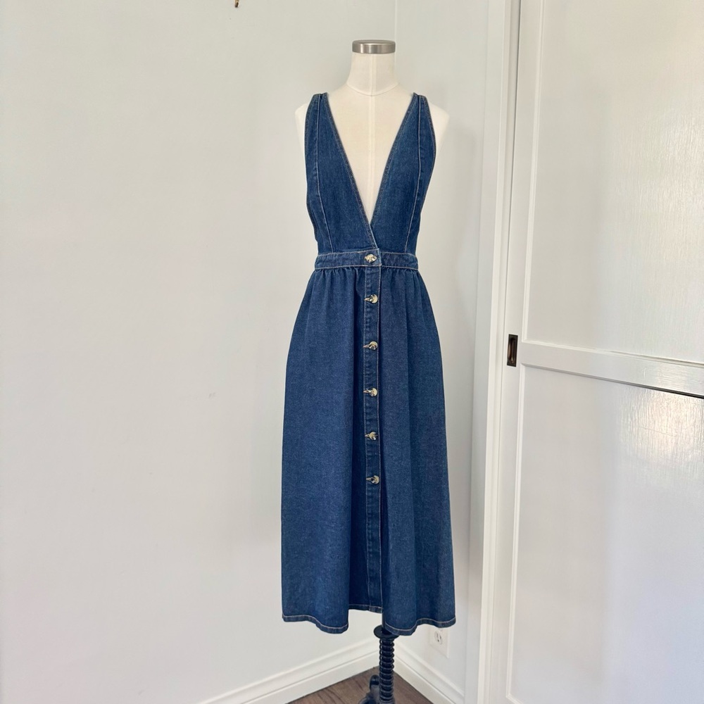 Urban Outfitters Deep Blue Button-Front Midi Dress